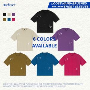 เสื้อยืดผู้ชายผ้าฝ้ายวินเทจฟอกสีได้ไซส์ใหญ่พิเศษใส่ได้ทั้งผู้ชายและผู้หญิง260Gsm หรูหรา - Product Image 6