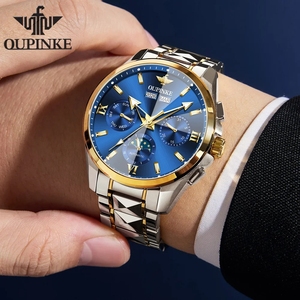 OUPINKE Luxury Men's <b>Automatic</b> Mechanical <b>Wristwatch</b> Business Waterproof Moon Phase Date Week Reloj Mecánico Hombre 3325 - Product Image 4