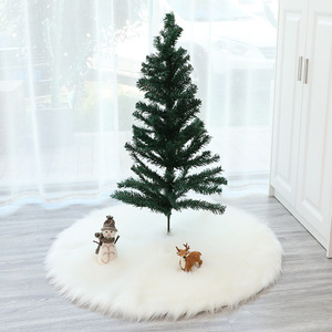 Plush Christmas Tree <b>Rug</b> Round White Solid Color Soft Washable For Living Room Bedroom - Product Image 1