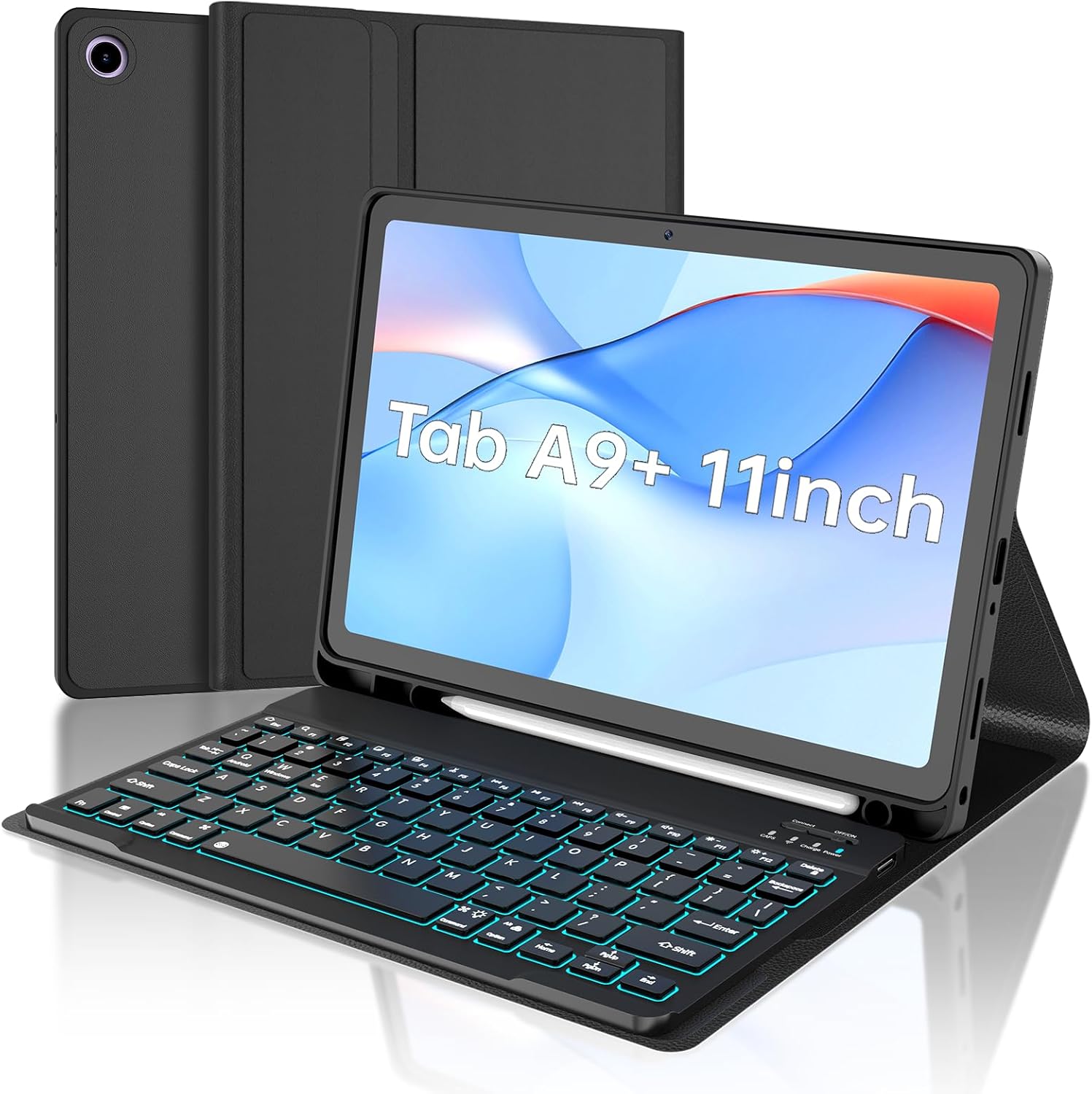 Custodia nera + tastiera nera retroilluminata