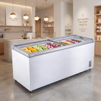 Congélateur îlot commercial robuste et réglable, grande capacité, à double porte, pour supermarché, idéal pour fruits de mer et produits surgelés