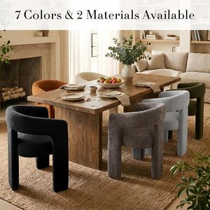Chaise de salle à manger moderne avec accoudoirs en fausse fourrure Sherpa - Confortable pour la salle à manger/la cuisine/le salon/la réception - Meubles de maison - Product Image 6