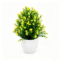 Siap Kirim Tanaman Gypsophila Mini Artifisial Realistis dalam Pot, Bonsai Hijau Kecil untuk Pengiriman Cepat Grosir Online
