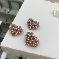 Pendentif Cœur en Perle d'Eau Douce Naturelle, Breloques Creuses Tressées Faits Main pour la Fabrication de Bijoux DIY, Vente en Gros