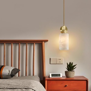 โคมไฟหินอ่อนธรรมชาติแบบหัวเดียว LED ทรงสี่เหลี่ยมทองแดง โคมไฟบาร์หรูหรา - Product Image 2
