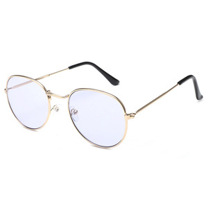 Xsy <b>Sunglasses</b> Women Men Fashion <b>Round</b> Frame Pink Lens Gold Frame Unisex Sun Protection Travel Use - Product Image 4