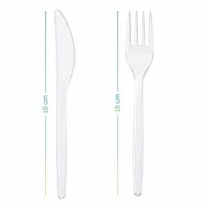 Set di posate in plastica Palucart riutilizzabili trasparenti, forchetta, coltello, tovagliolo, 500 pezzi - Product Image 6