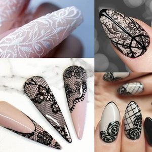 Suministros para Uñas, Adhesivos 3D con Patrón de Encaje Negro para Decoración de Uñas, Diseño de Manicura, Adhesivos de Encaje Blanco para Uñas de Boda - Product Image 6