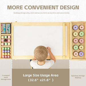 Table d'activités multifonctionnelle en bois pour enfants avec chaises et rangement pour le dessin et l'apprentissage - Product Image 5