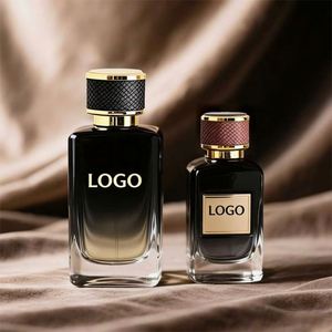 Custom Luxury Round Black Glass Perfume Bottle With Textured Gold Cap Ideal for 30ml-100ml Premium Fragrance Gift <b>Set</b> Packaging - Product Image 1
