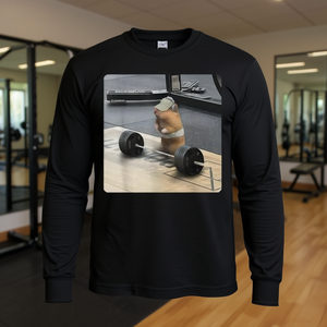 Camiseta de manga larga con estampado digital de hámster levantando pesas, meme de levantamiento de pesas de ratas, unisex, cuello redondo, talla adulta - Product Image 3