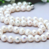 Colliers de perles d'eau douce blanches de qualité AAA naturelle 9-10 mm en argent sterling 925 pour la décoration de montres