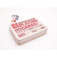 Boîte à cartes à jouer en métal écologique et durable, design personnalisé, pour 2 paquets doubles de cartes à jouer en plastique - Cadeau familial