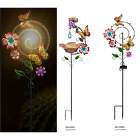 Estaca de jardín Solar Vintage, Libélula de Metal, decoración de Patio, flor de hierro, iluminación de paisaje para exteriores, hogar, estilo girasol