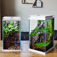 Aquarium miniature écologique en verre carré de 35 L avec éclairage LED, filtre et pompe, 220 V, pour table de salon intérieure, cuisine extérieure, intelligent