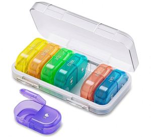 Boîte à pilules hebdomadaire haut de gamme extra-large à 14 compartiments, organisateur double dose AM-PM, étiquetage clair, étui multicolore - Product Image 4