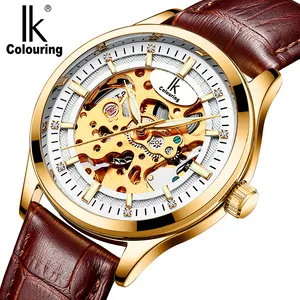 IK 98543G Fashion hollow 10m orologio da uomo meccanico automatico con specchio rinforzato minerale impermeabile