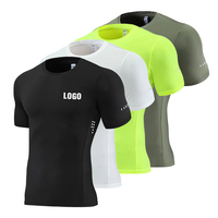 Nouveau design élastique Fit Gym Wear Polyester Spandex Gym Wear t-shirts formation hommes respirant Compression t-shirt