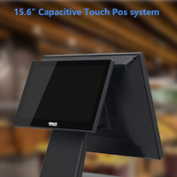 Prix usine double écran 15.6 pouces caisse enregistreuse système de point de vente de bureau écran tactile moniteur fenêtre-10 Pos Machine