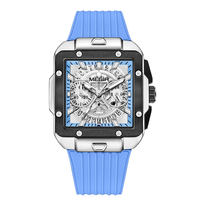 MEGIR 2228 Montre de luxe pour homme, sport, rectangulaire, en silicone, cadran lumineux, résistante à l'eau, chronographe - Édition limitée, quartz
