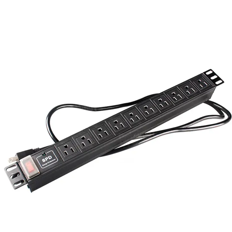 Geteknet 1U 19inch USA type network rack PDU American socket 10 ports power distribution unit