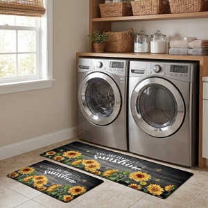 Ensemble de tapis de sol de cuisine en PVC, imprimé tournesol, imperméable, antidérapant, rectangulaire, lavable, résistant à l'huile - Product Image 4