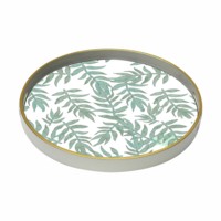 Plateau décoratif rond nordique moderne avec imprimé floral coloré, plateau de service élégant pour table basse