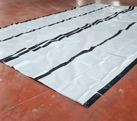 Bâche en polyéthylène tissé Linyi robuste 4x6 m, 200 grammes, double face, imperméable, blanche avec bande noire