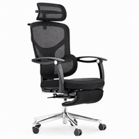 Chaise de bureau moderne en maille, hauteur réglable, fonction d'inclinaison, repose-pieds, pivotante, appuie-tête réglable - PP pour la maison, le bureau, l'atelier