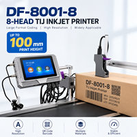 Impresora de Inyección de Tinta Térmica Digital Industrial DF-8001-8 con 8 Cabezales de Impresión, Codificador TIJ de 100 mm para Impresión de Códigos QR, Códigos de Barras y Logotipos en Cajas/Papel
