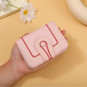 กระเป๋าสตางค์แฟชั่นมินิมอลสไตล์ย้อนยุคสั้นความจุขนาดใหญ่มีซิปบัตรเปลี่ยนได้หลายใบกระเป๋าสตางค์หนังสำหรับผู้หญิงขายส่งแบรนด์ - Product Image 2