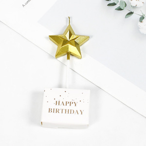 Five Pointed Star Birthday Candles Metallic Faceted Cake Decorations Happy Birthday Gift Party Supplies - Product Image 2
