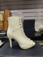 Bottines à lacets pour femmes, imprimé serpent bordeaux, talon haut, bout ouvert, bottes de danse, chaussures de danse latine pour performance de tango