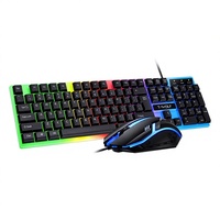 T-WOLF Thunder Wolf TF230 USB Berkabel Bercahaya 1000 DPI Set Keyboard Mouse Game Keyboard Spanyol Arab