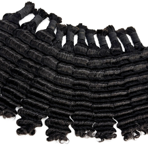 Cabello humano ondulado sin trama, negro natural, suave y con volumen para trenzas, trenzas boho, vendedores en línea. - Product Image 1