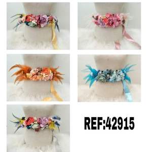 Cintura Boho con Fiori e Piume, 4 cm, in Poliestere, Decorativa per Donna, Accessorio per Feste e Matrimoni - Product Image 3