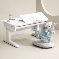 Nouvelle conception moderne de bureau et chaise ergonomiques en bois pour enfants, pour chambre et salon, avec étagère, couleur buff/blanc