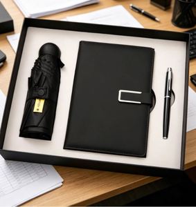Diary Leather <b>A5</b> <b>Notebook</b> Journal for Set Promotional Business Corporate Note Book with Pen Automatic Umbrella Gift Sets - Product Image 5