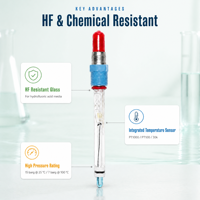 Sonde pH haute pression ACpH4262 résistante aux HF, électrode pH pour processus chimiques, sonde pH pour acide fluorhydrique VP PT1000, OEM ODM