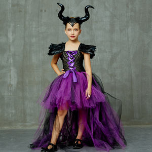 Halloween Demon Girl's Dress Tail Drag Princess Dress Bruja Pluma <span class=keywords><strong>Disfraz</strong></span> de Halloween - Product Image 5