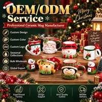 Mug de Noël en céramique 3D directement de l'usine, motif Père Noël et rennes, tasse en porcelaine pour cappuccino, latte, expresso