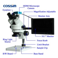 Microscope Stéréo Numérique Trinocular Industriel 10,1" 7X~45X avec Écran LCD et LED pour Réparation Électronique PCB