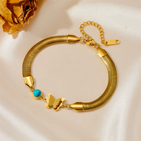Grosir Pabrik Gelang Titanium Lapis Emas 18K Tahan Air Motif Kupu-kupu Pohon Ular Rantai Perhiasan Fashion Wanita