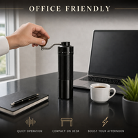 Moulin à café manuel tout-en-un pour la vente en gros, à meules 6 étoiles, réglage externe, cuve à poudre 30g, compatible OEM ODM, logo personnalisé