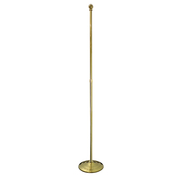 Mât de drapeau télescopique d'intérieur pour bureau, 2m 2.6m, en acier inoxydable doré et argenté, avec base de 30cm 36cm