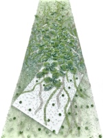 Tissu en dentelle florale brodée de perles et de sequins pour robes de soirée et accessoires - Matière de luxe élégante pour mariage sans élastique