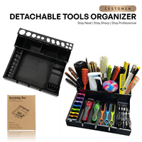 Organisateur de table de travail pour salon de coiffure, grande capacité, durable, noir, plateau amovible pour tondeuse, support de rangement pour coupe de cheveux