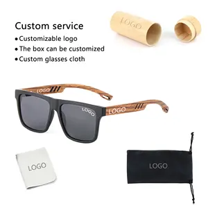2025 Retro Logo personalizzato <span class=keywords><strong>occhiali</strong></span> <span class=keywords><strong>da</strong></span> <span class=keywords><strong>sole</strong></span> di bambù di alta qualità UV400 lenti polarizzate blu nero telaio degli uomini delle donne legno all'ingrosso - Product Image 6