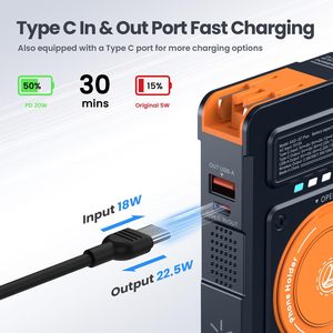 <span class=keywords><strong>Batterie</strong></span> externe 10000mAh 5-en-1, chargeur magnétique portable, prise murale intégrée, <span class=keywords><strong>batterie</strong></span> externe sans fil, lithium polymère 22.5W Type-C - Product Image 3