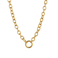 Collier sportif DIY de style basique pour femme - Design chaîne serpent avec épingle de sûreté en acier inoxydable plaqué or 18 carats par aspiration